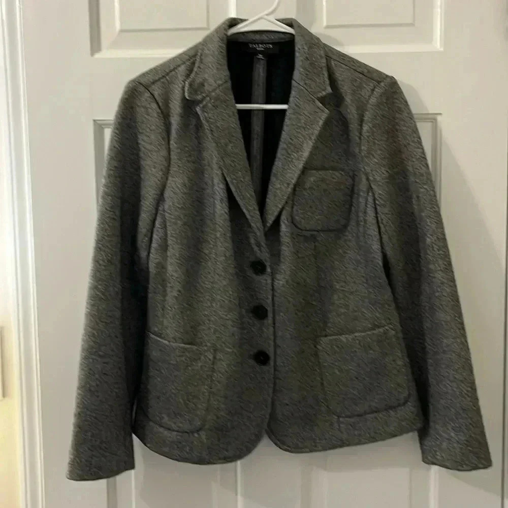 Talbots Wool Blend Heather Gray Blazer with pockets Size 12P